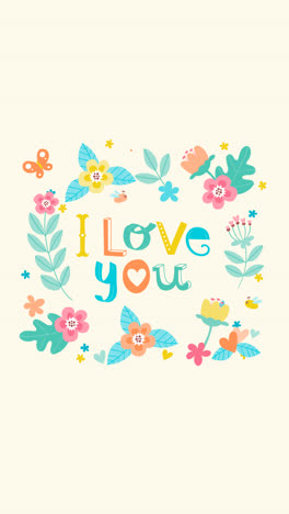 an animation of a i love you floral card