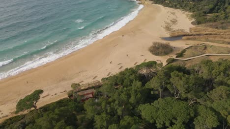 aerial-images-with-drone-of-the-castell-beach-in-palafrugell-girona-european-tourism