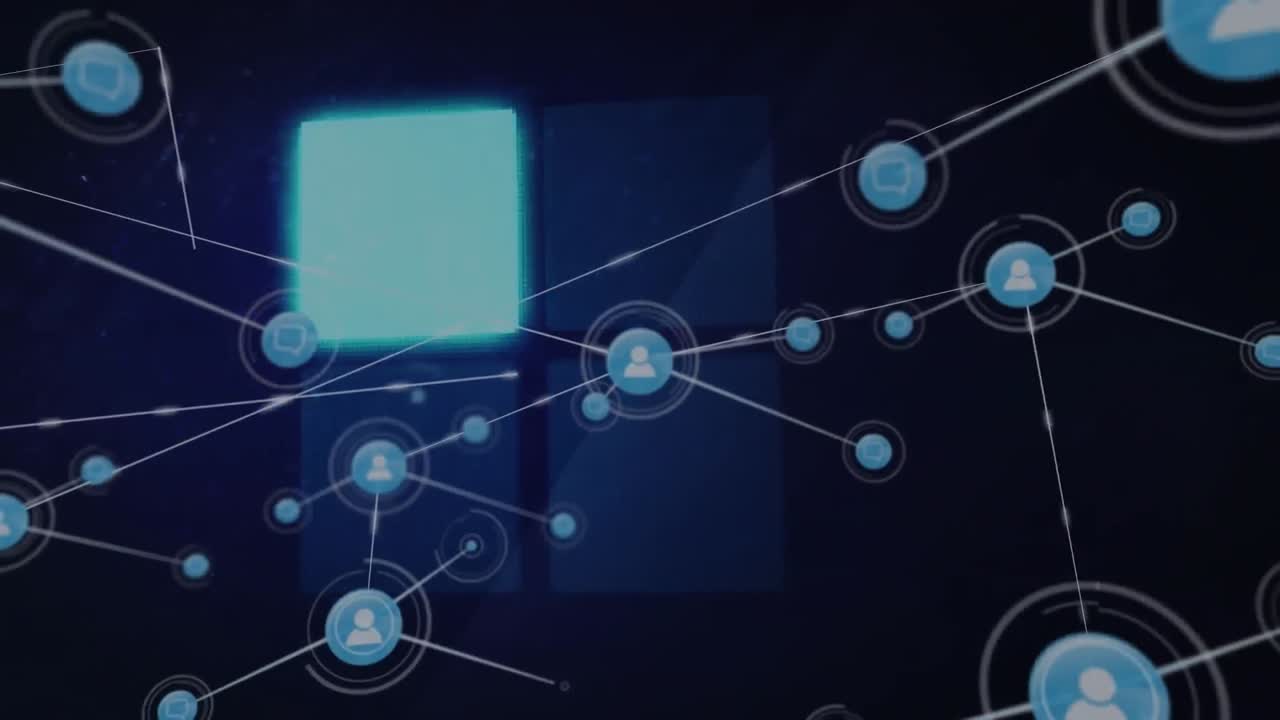 animación de la red de conexiones a través de números y candado