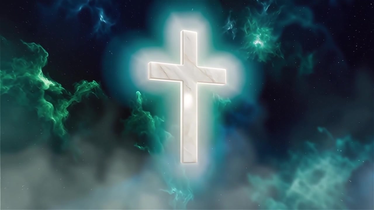 Croce Cristiana Luce Celestiale Sfondo per il Culto.