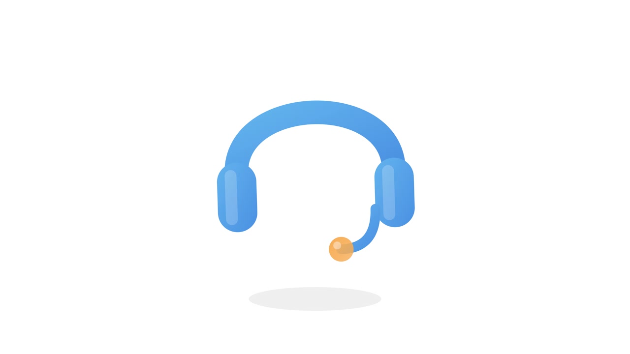 Animated Blue Headset Icon with Microphone