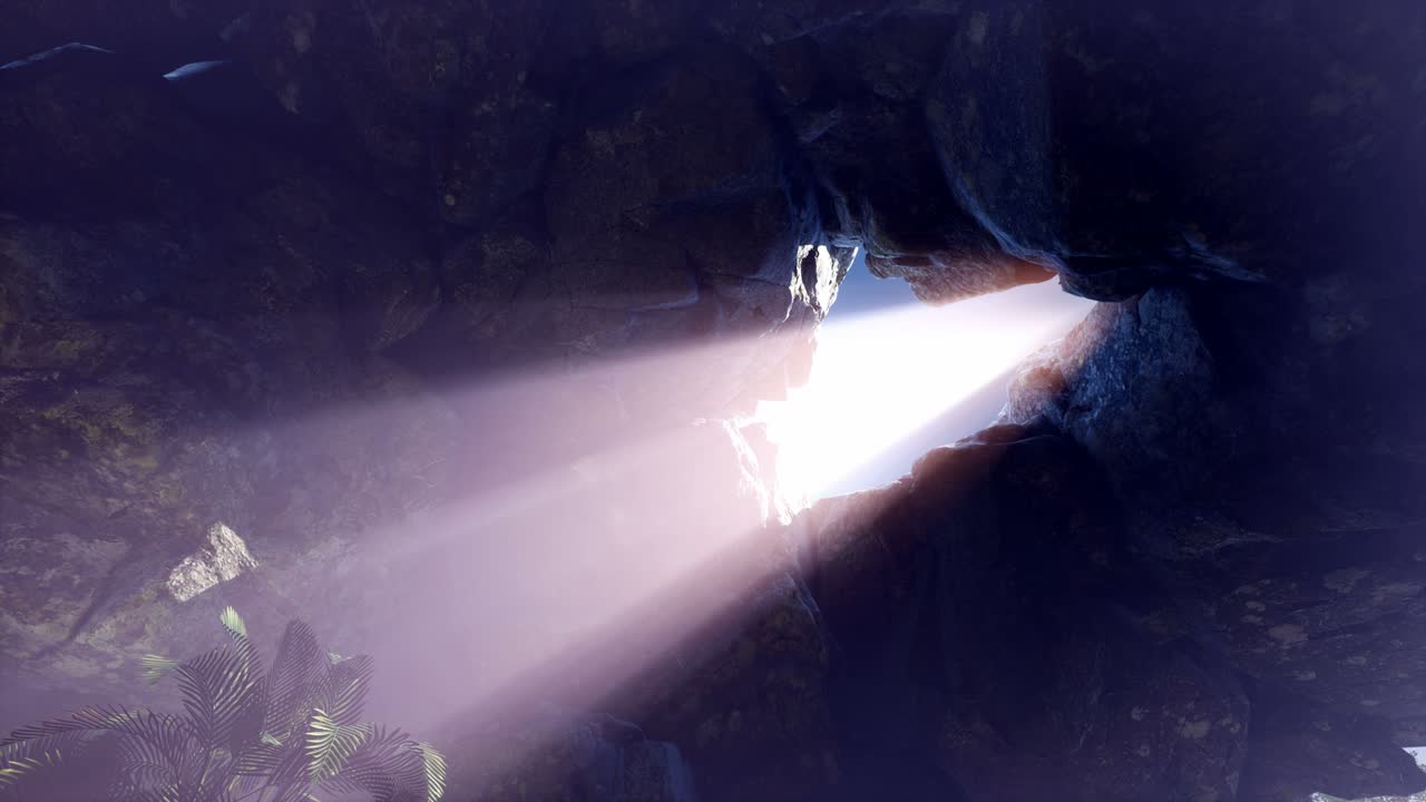 luz del sol dentro de una cueva misteriosa