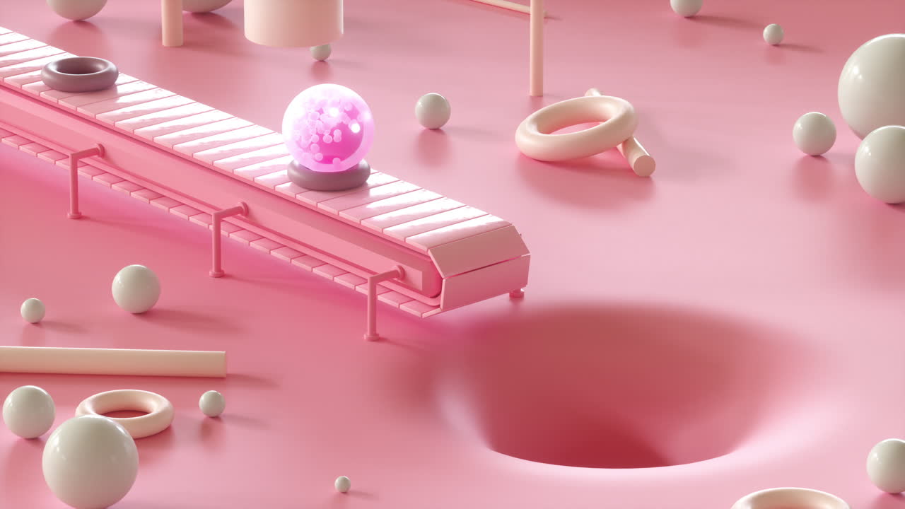 Tubes with balls falling into hole. Seamless animation