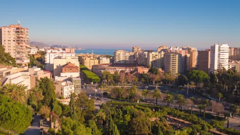españa día soleado malaga círculo de tráfico arena de toros panorama 4k lapso de tiempo
