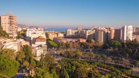 spain sunny day malaga traffic circle bullring panorama 4k time lapse