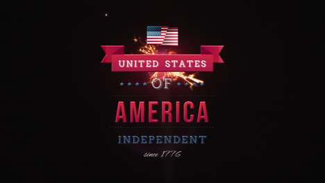 united states of america, independent since 1776 text in banner and a sparkle