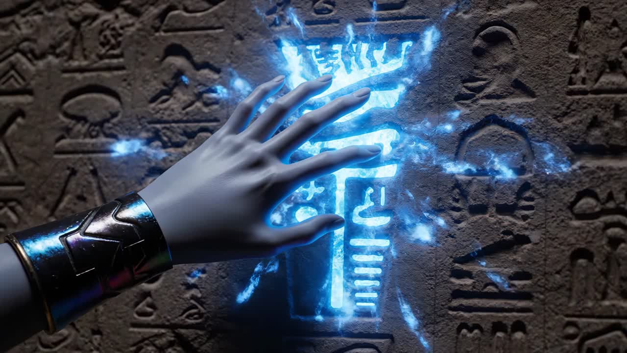 Egyptian Hieroglyphs and Magic Hand