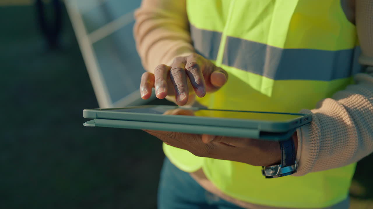 Engineer using tablet