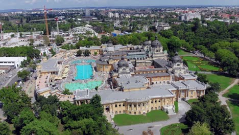 szchenyi thermal bath in budapest summer aerial