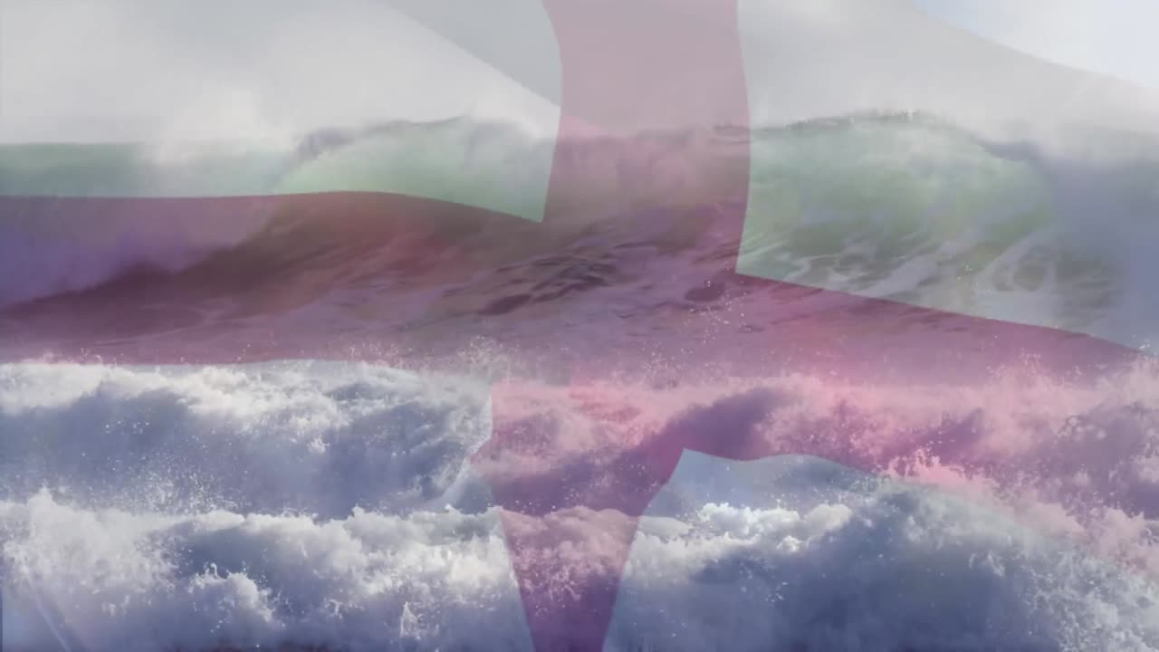 영국의  ⁇ 발이 바다의 파도 위에서 날아다니는 애니메이션