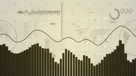 animación del procesamiento de datos financieros a través de una red de conexiones sobre un fondo blanco