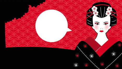 geisha illustration with speech bubble