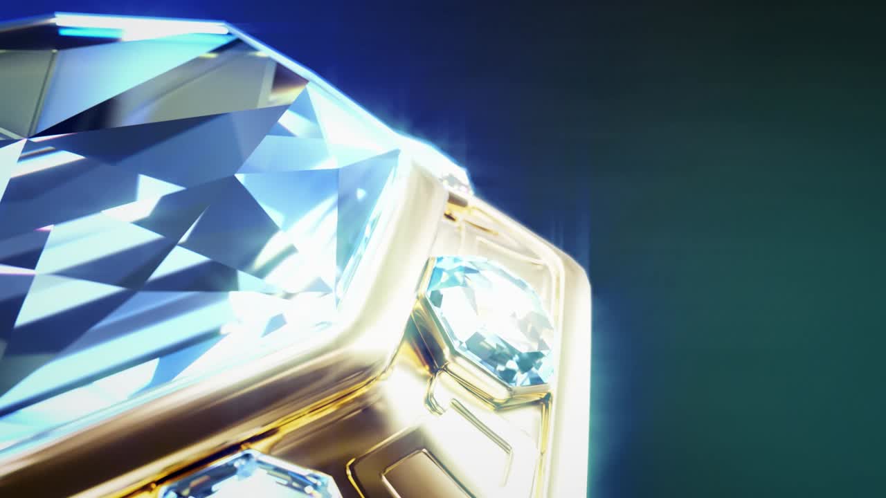 황금 설정으로 반이는 다이아몬드 보석 회전, 가상의 - 루프 비디오