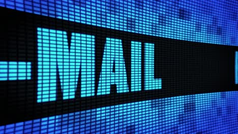 e-mail display on pixelated screen