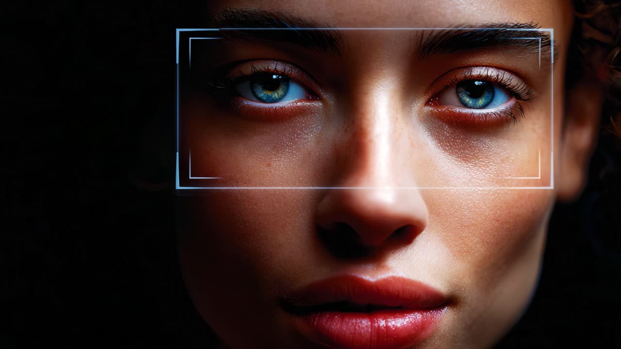Captivating Close-Up: An Artful Exploration of Facial Expressions with Intense Eyes and Defined Features Highlighted by Innovative Framing Techniques in Dim Lighting