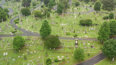 rising aerial of hollywood cemetery in richmond virginia, usa