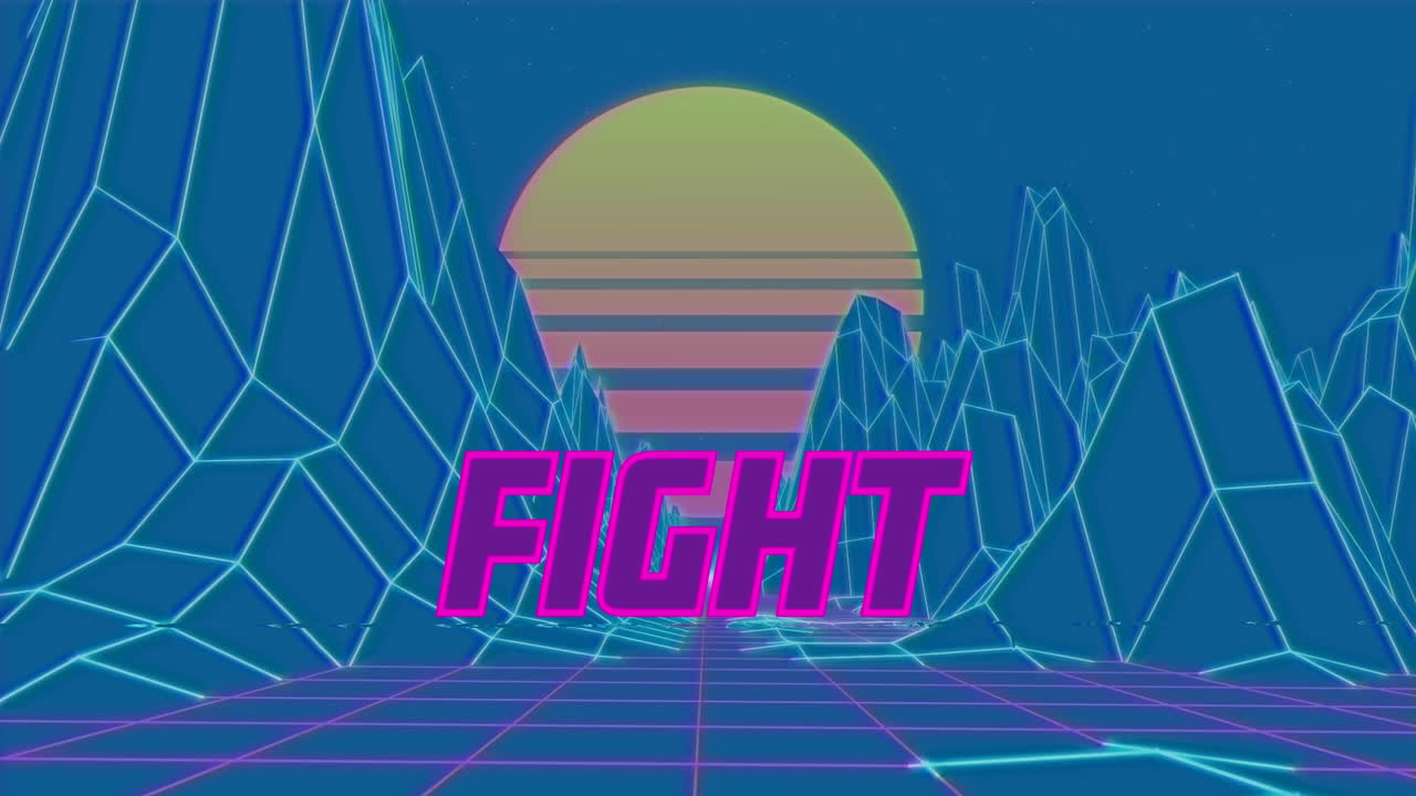 태양과 메타버스 풍경으로 푸른 공간에서 싸우는 애니메이션