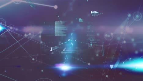 animation of data processing over blue background