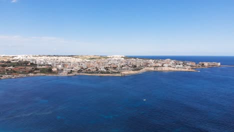 aerial drone video from malta, marsaskala area from munxar path at winter