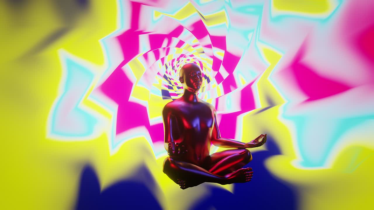 animación en bucle figura de persona en meditación. representación 3d de vj bucle hombre en meditación