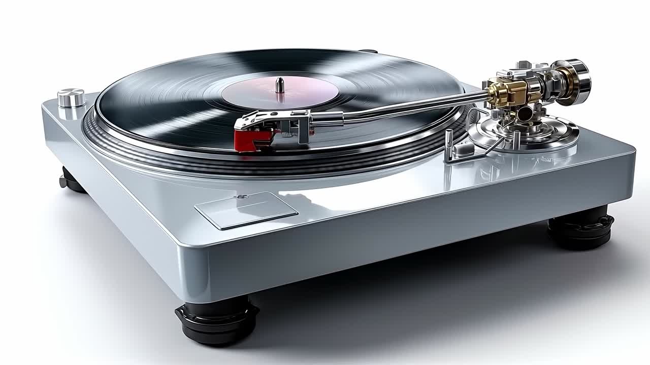 A turntable with a record player on top of it