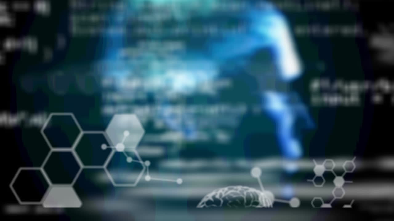 animación de compuestos químicos, cerebro humano y procesamiento de datos médicos