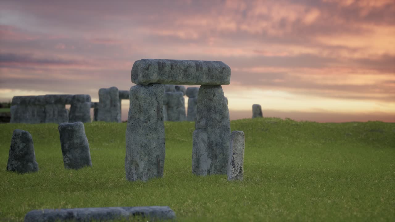 Stonehenge In England With Sunset Time
