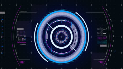 animation of scope scanning and data processing on black background