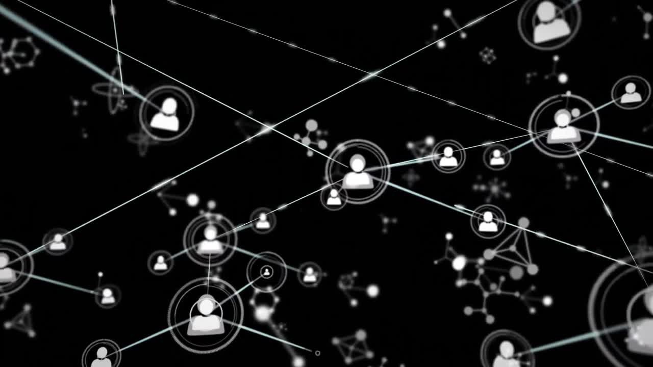 animación de la red de conexiones con los iconos de las personas