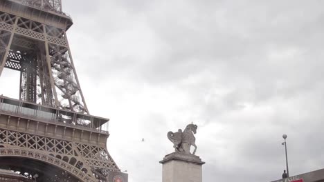 Cinematic-Shots-On-A-Boat-Looking-At-The-Eiffel-Tower,-Paris