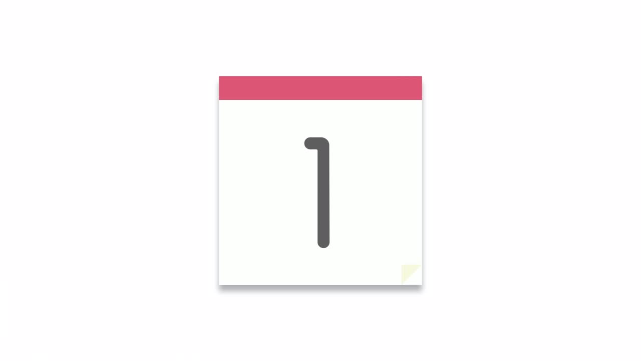 animación en bucle del calendario diario, 7 días, fondo blanco