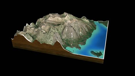 mapa de las montañas rocosas renderizado en 3d animación de bucle de 360 grados