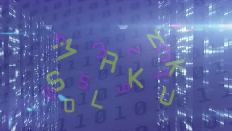 Animation of falling numbers over data processing