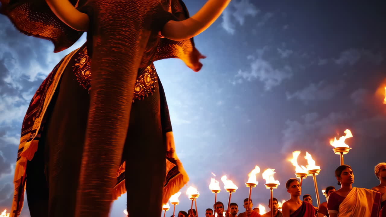 Elephant Parade with Torchlight Ceremony