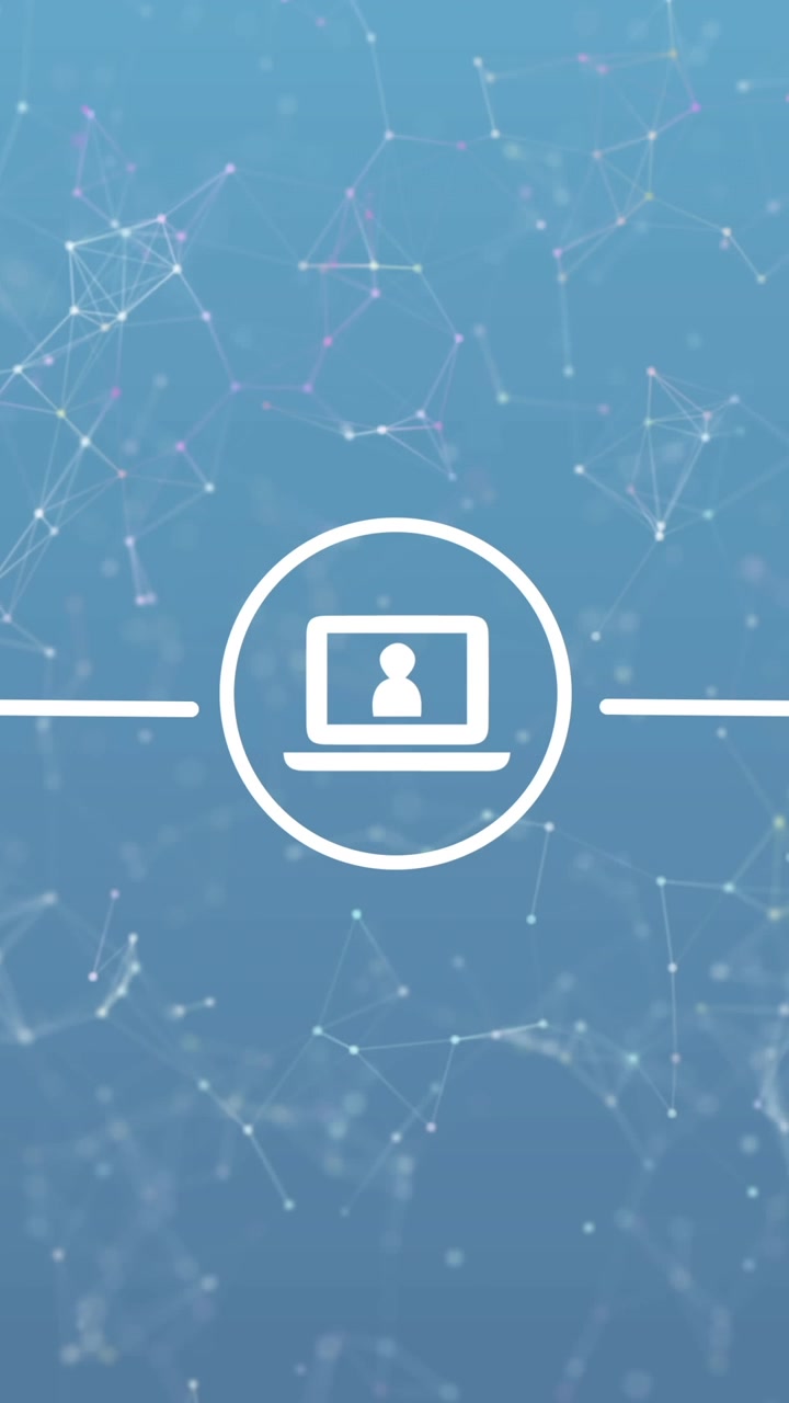 Animazione di rete di connessioni con icone su sfondo blu