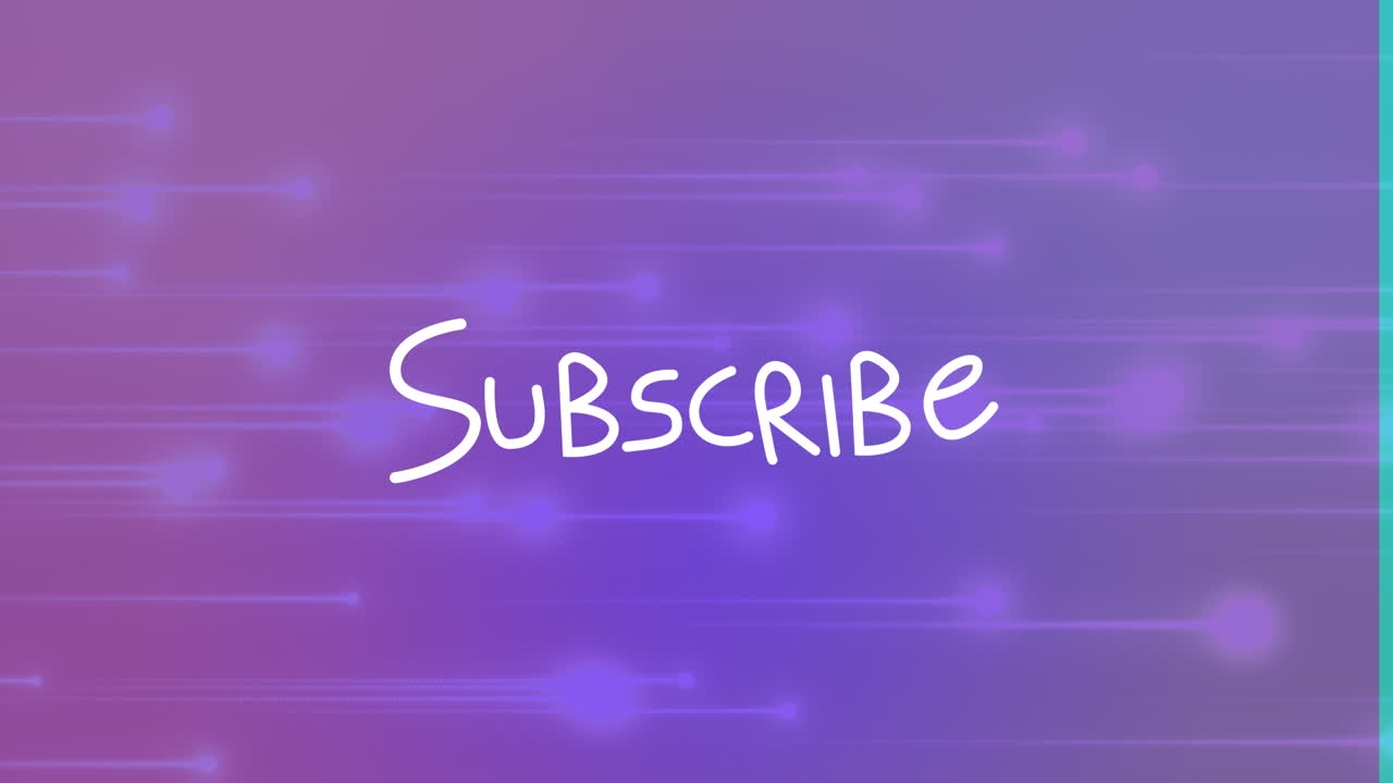 animación del texto de suscripción sobre rastros de luz en fondo púrpura