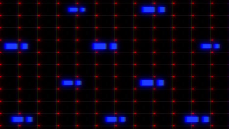 Regenbogen-Digitale-Punkte-Und-Quadrate-Mit-Glitch-Auf-Schwarzem-Bildschirm