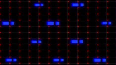 rainbow digital dots and sqaures with glitch on black screen