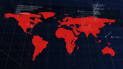 Animation-Der-Datenverarbeitungsaufzeichnung-Mit-Weltkarte,-Die-Die-Weltweite-Ausbreitung-Des-Coronavirus-Zeigt