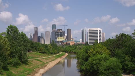 aerial of city of houston landscape near the downtown area