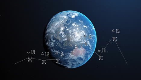 earth with data points and geometric shapes, global data analysis animation