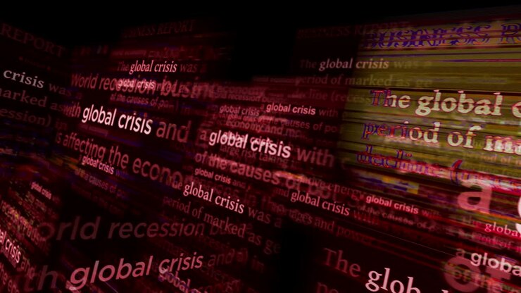Headline news titles media with global crisis economy crash seamless looped