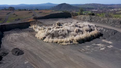 aerial shot by a drone of a quarry blast