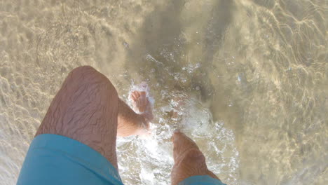 Male-feet-in-mountain-river