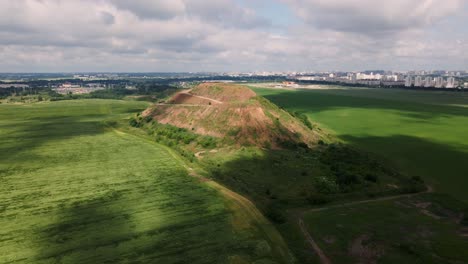 household waste landfill. closed for processing. environment protection. aerial photography..