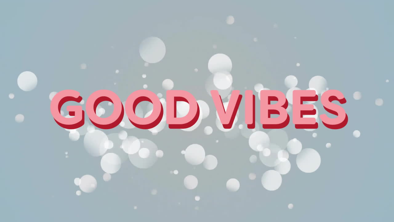 Animation of good vibes text over shapes moving