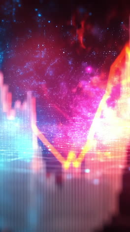 visualizing digital data trends. colorful digital graph displays data trends and fluctuations against a vibrant backdrop of cosmic colors.