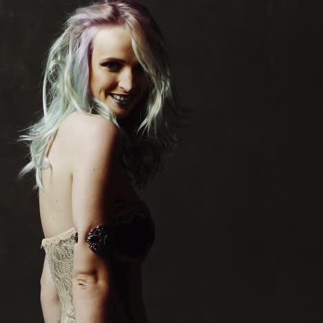 portrait of a beautiful girl with dyed hair,