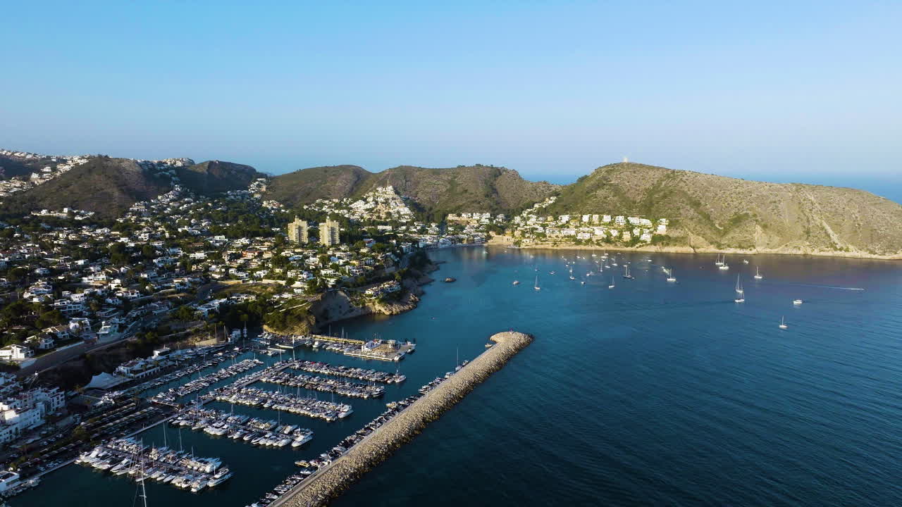 Coastal Town Marina with Yachts and Boats