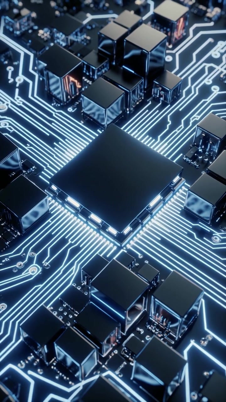Digital datastrøm gennem en centralprocessor på et kredsløbskort